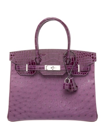 Hermes Ostrich & Shiny Alligator Birkin Touch 30