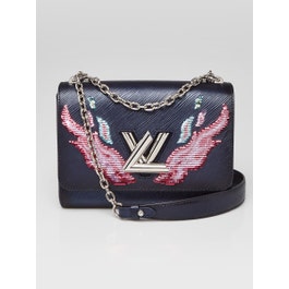 Louis Vuitton Louis Vuitton Blue Nuit Epi Leather and Sequin Flames Twist MM Bag
