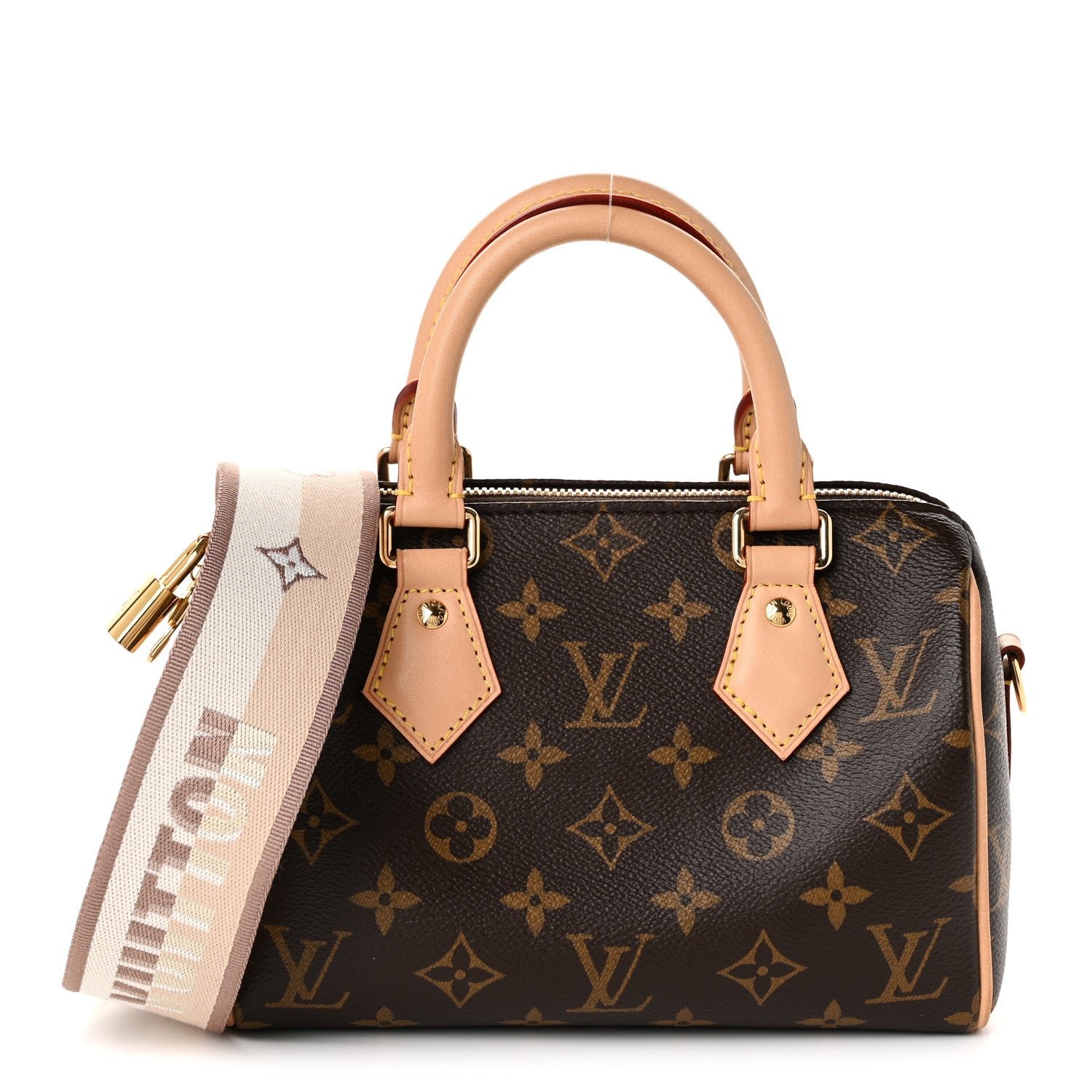 Louis Vuitton Monogram Speedy Bandouliere 20 Beige