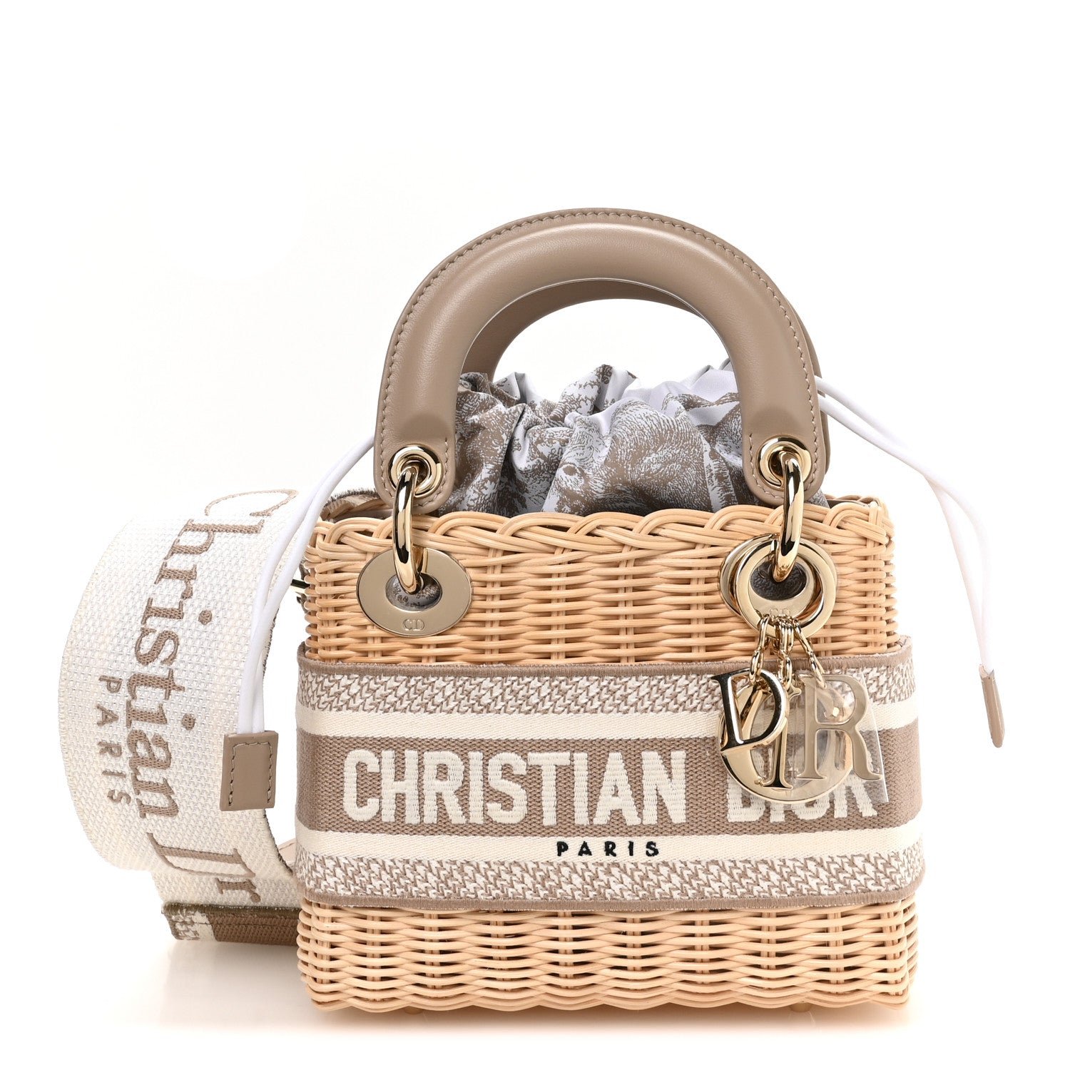 Christian Dior Wicker Oblique Mini Lady Dior Bag Beige