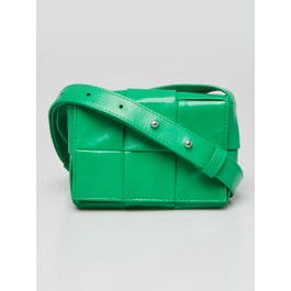 Bottega Veneta Bottega Veneta Parakeet Green Leather Maxi Weave Candy Cassette Crossbody Bag 