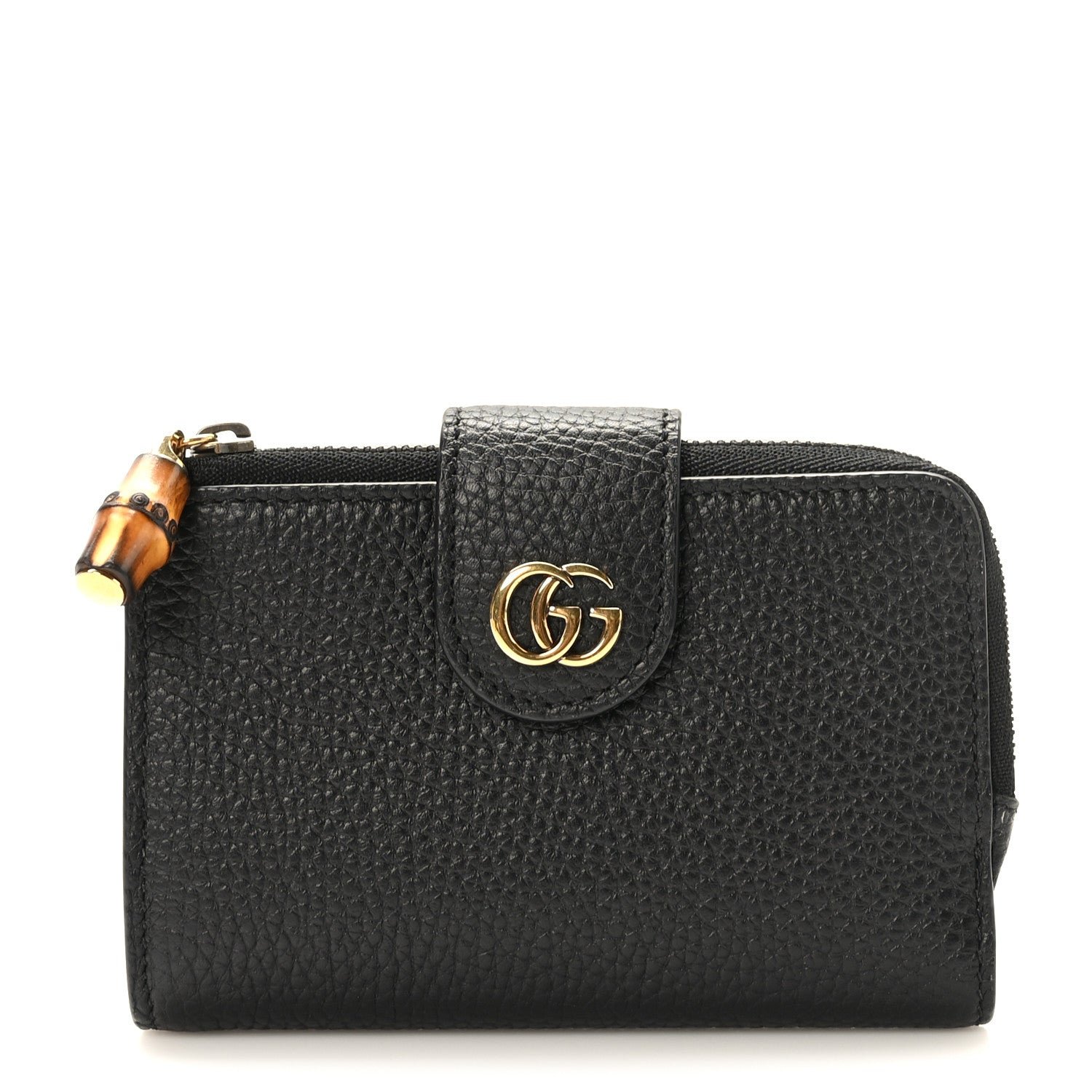 Gucci Piuma Calfskin Medium Bamboo Double G Wallet Black