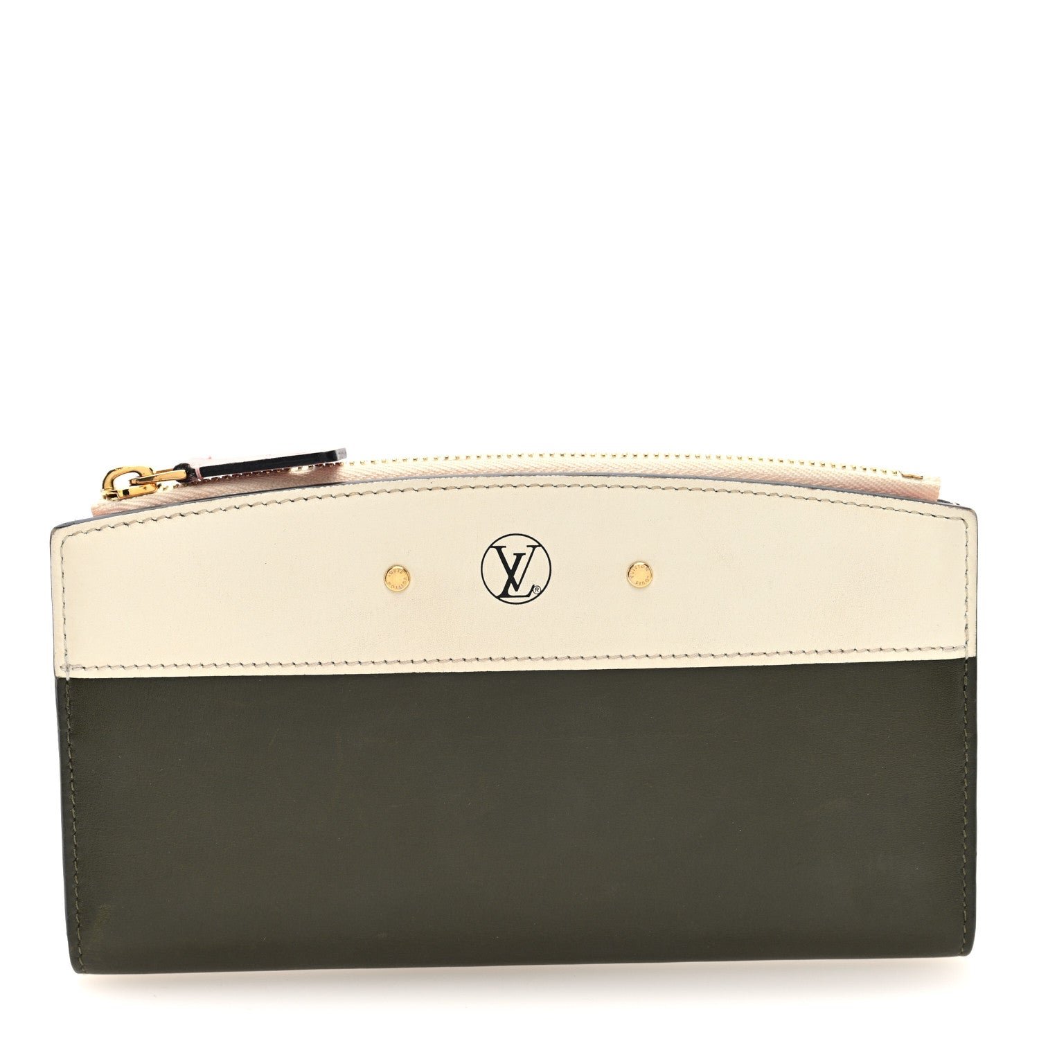 Louis Vuitton Calfskin City Steamer Wallet Kaki White