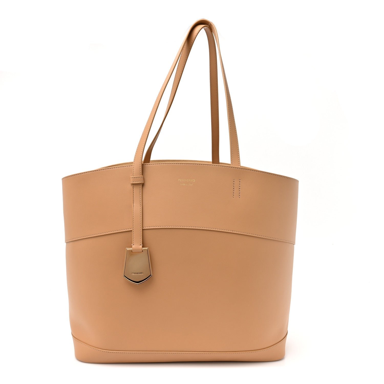 Salvatore Ferragamo Ferragamo Calfskin Charming XL Tote Light Camel