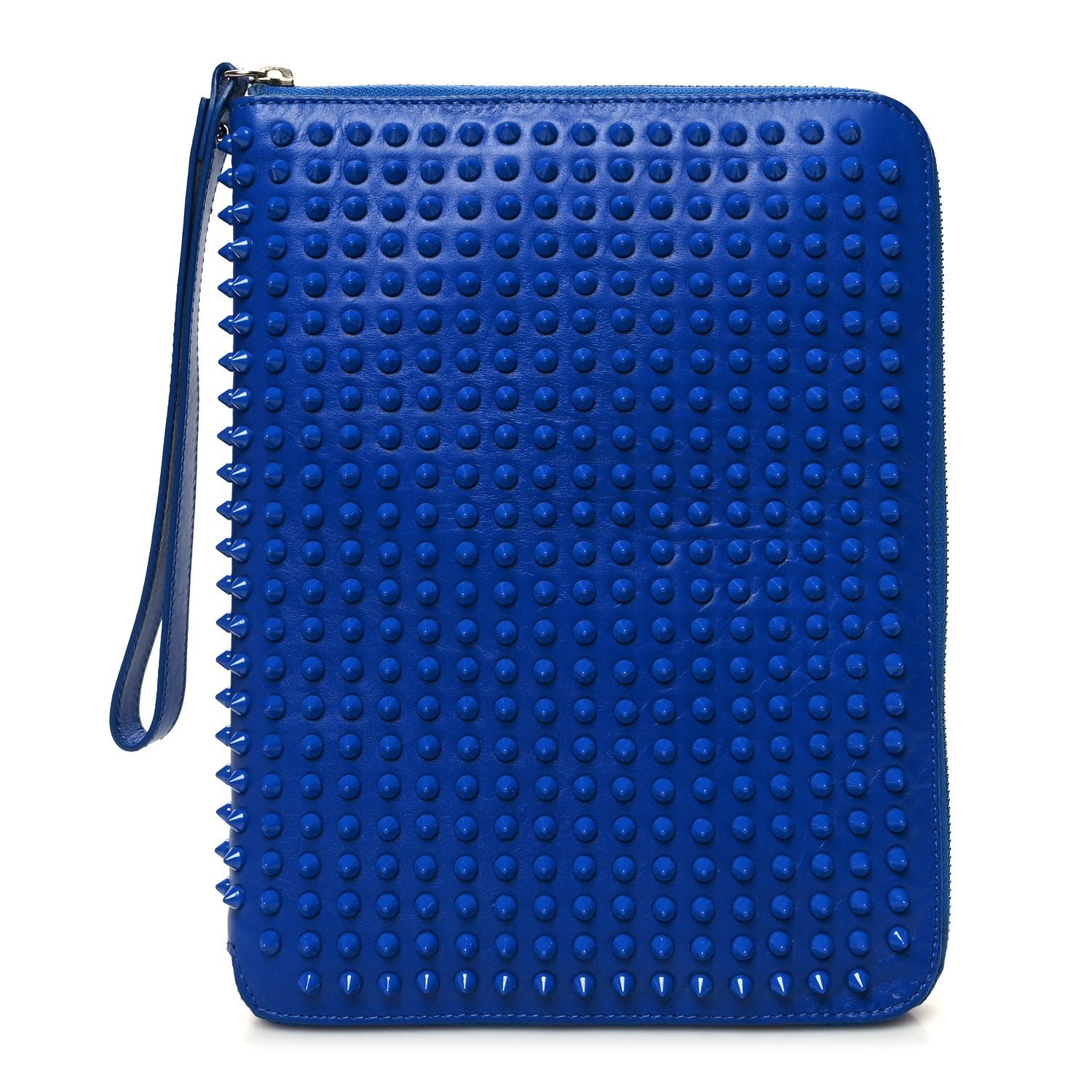 Christian Louboutin Calfskin Spiked IPad Case Blue Saphir