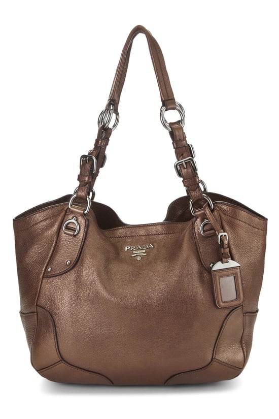 Brown Calfskin Shopping Tote Large