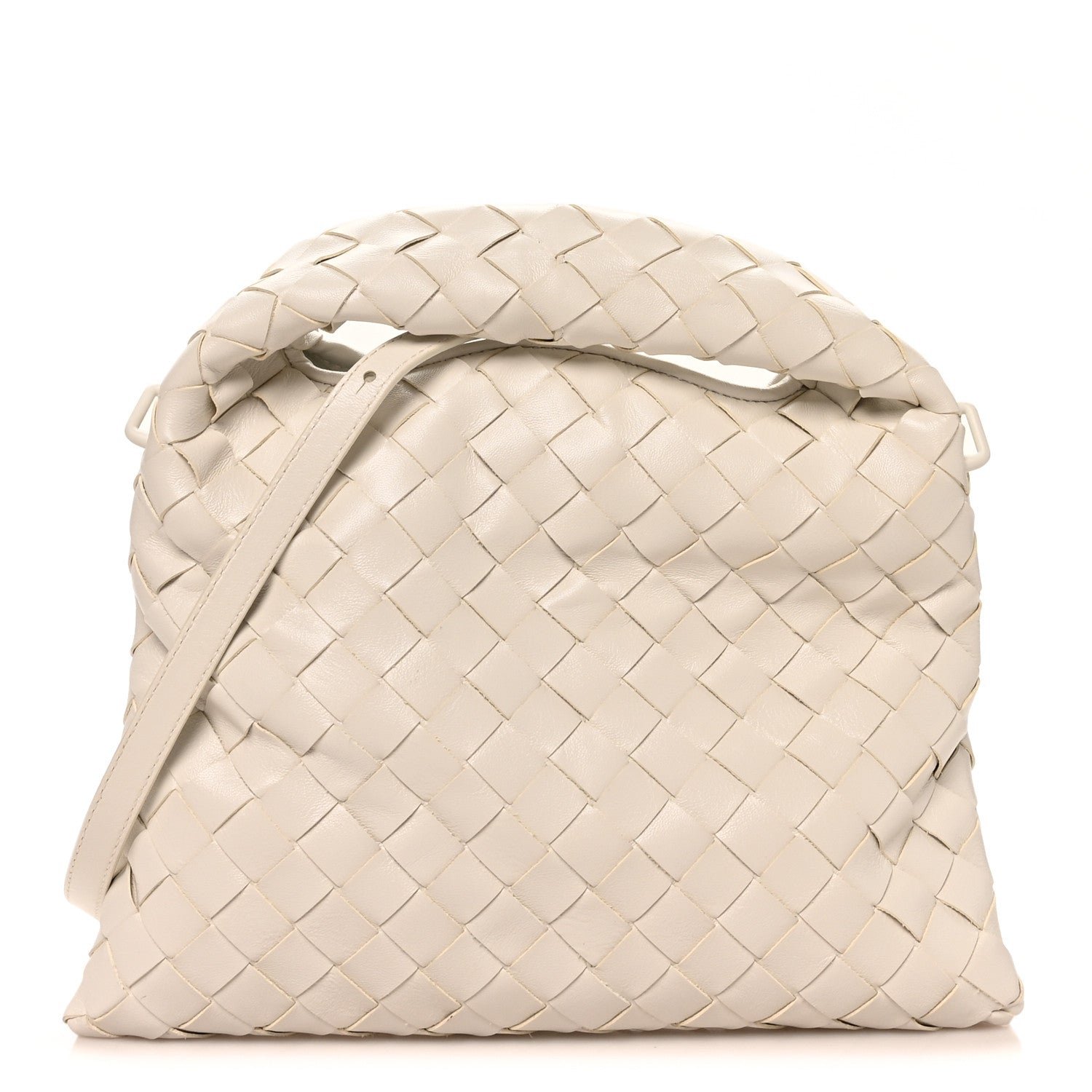 Bottega Veneta Bottega Veneta Calfskin Intrecciato Mini Hop White