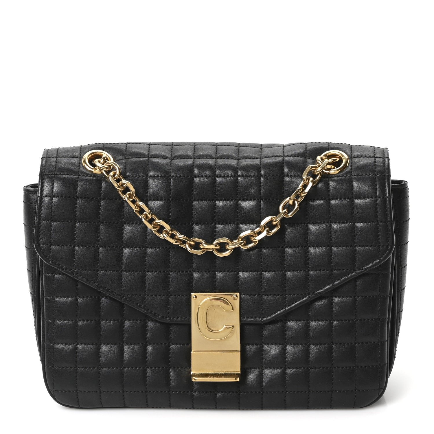Celine Celine Calfskin Quilted Medium C Bag Black