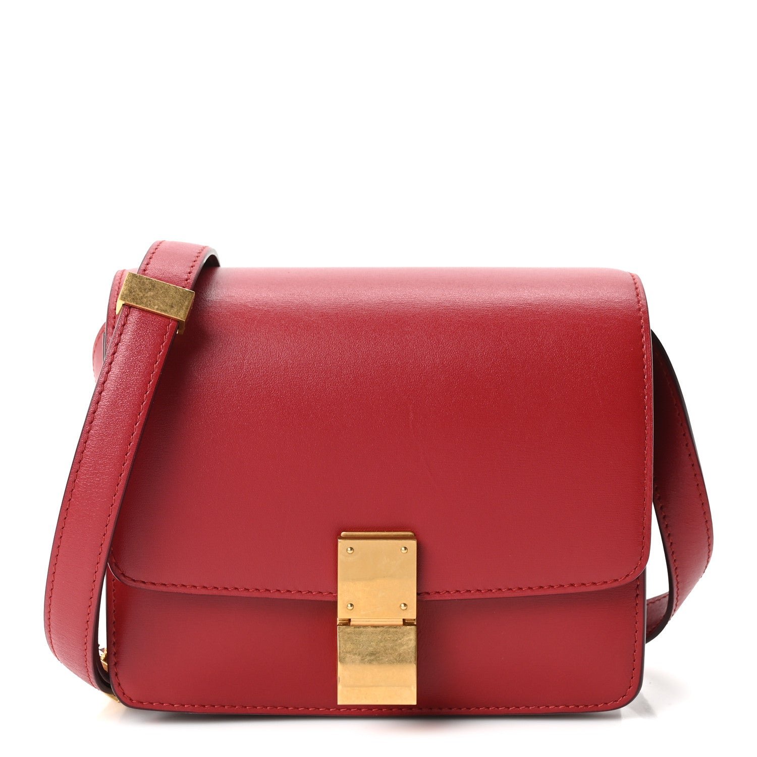 Celine Smooth Calfskin Small Classic Box Flap Bag Red