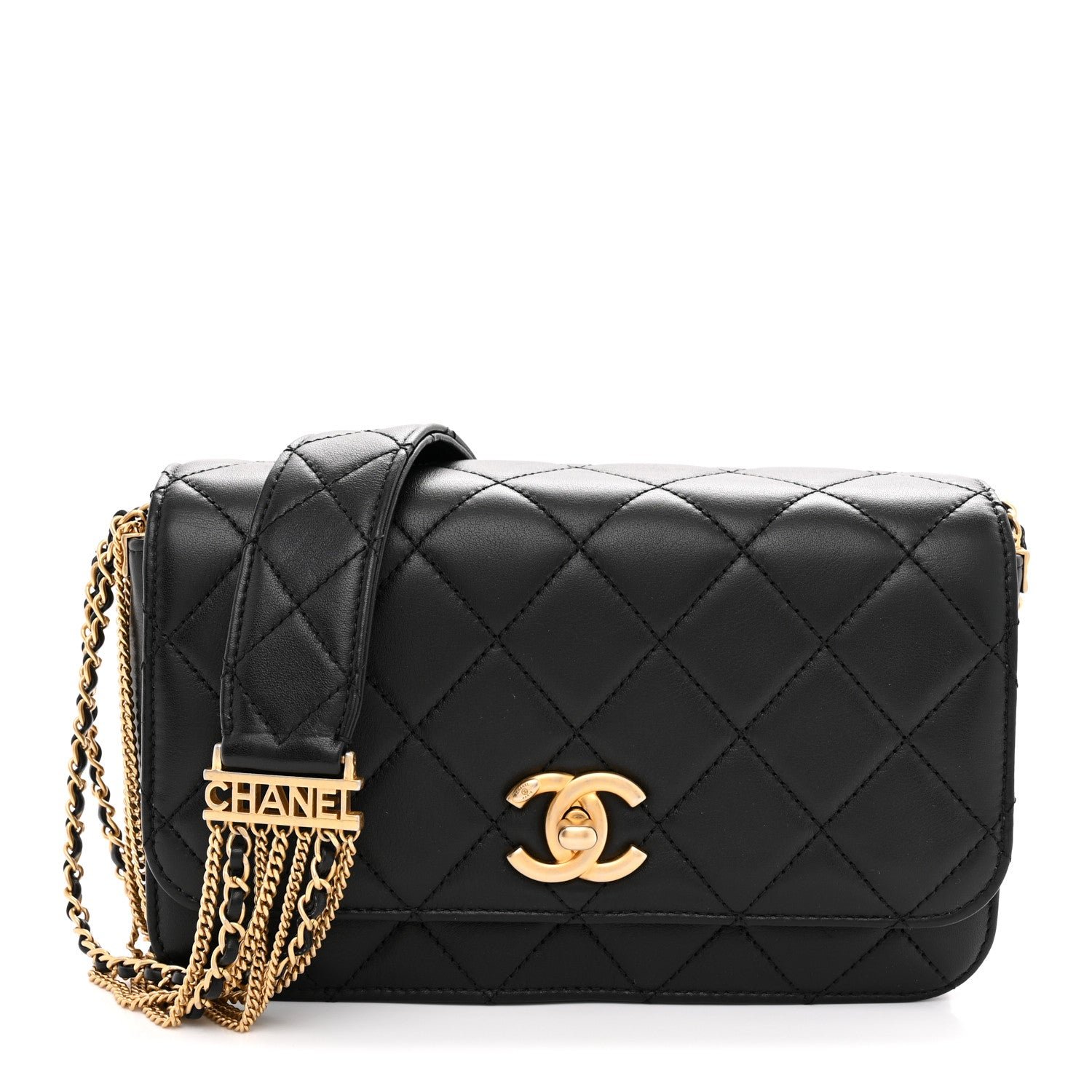 Chanel Lambskin Quilted Multiple Chain Flap Black