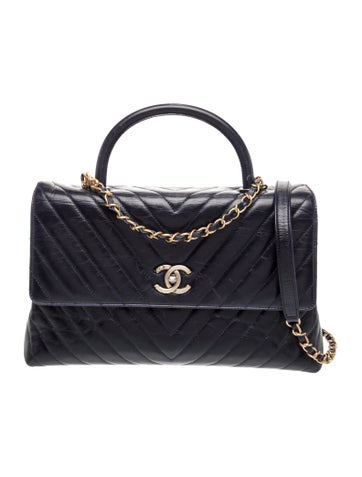 Large Chevron Coco Handle Bag