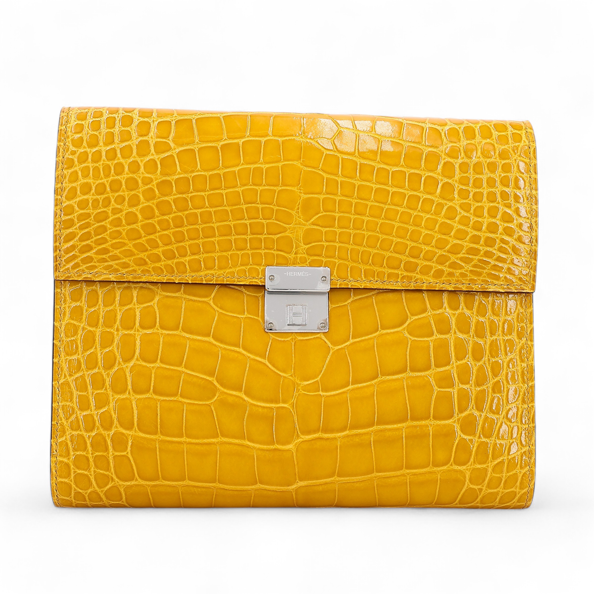 Excellent ( Rank SA ) HERMÈS Clic 16 Jaune Ambre (9D) Alligator Palladium hardware Z (2021)