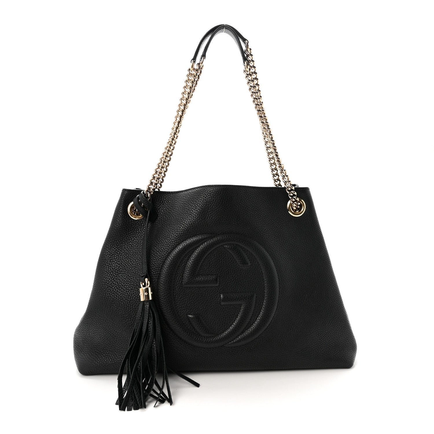 Gucci Pebbled Calfskin Medium Soho Chain Shoulder Bag Black