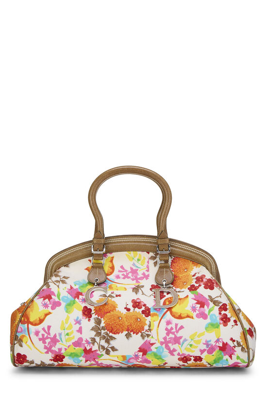 Dior Multicolored Floral Canvas Frame Satchel Handbag