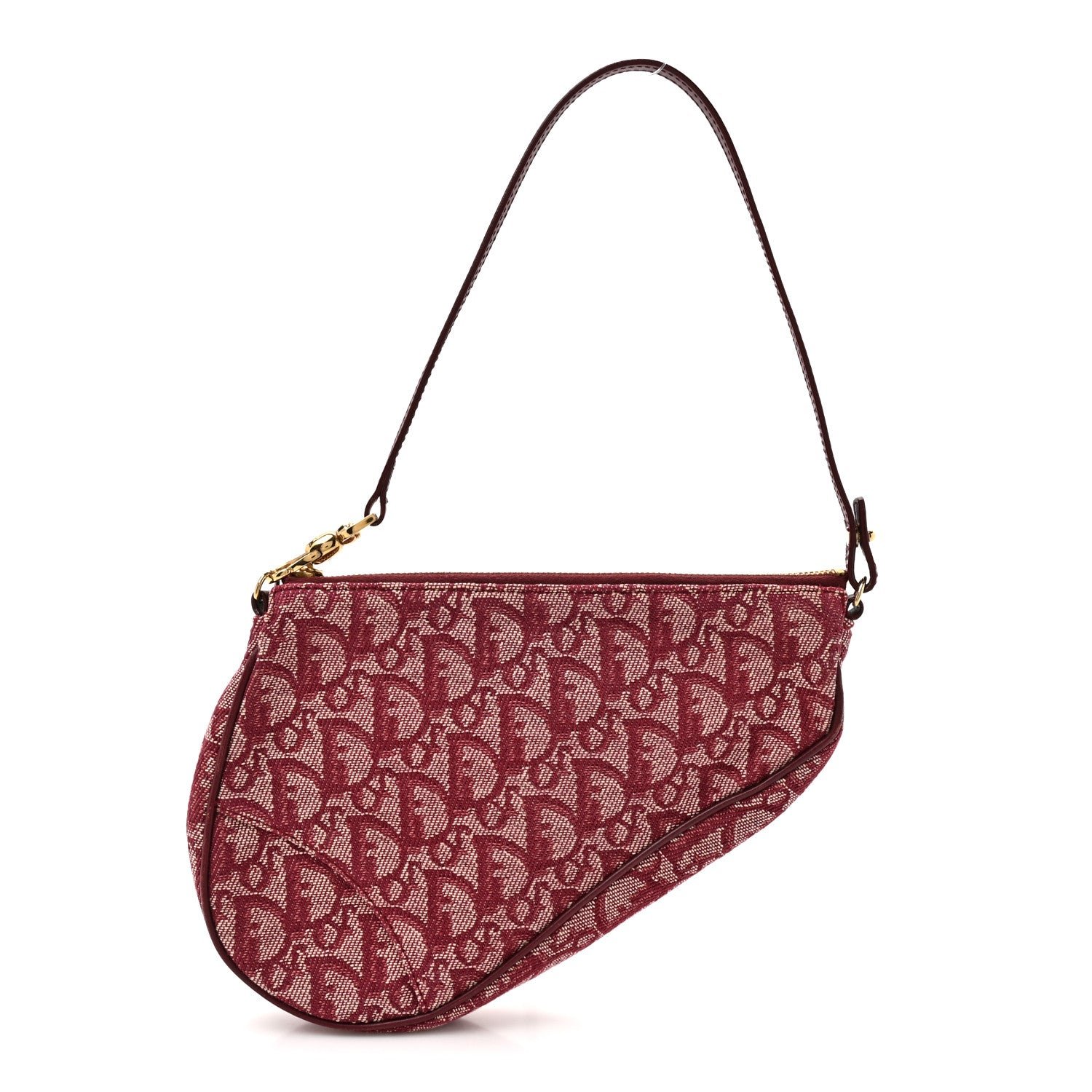 Christian Dior Monogram Mini Saddle Pochette Burgundy