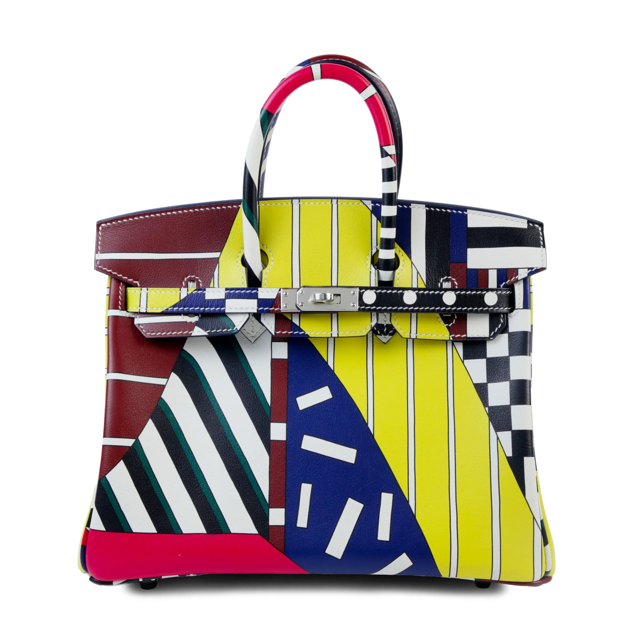 Hermes Excellent ( Rank SA ) HERMÈS Limited Edition Birkin 25 One Two Three and Away We Go Multi-color Swift Palladium hardware C (2018)