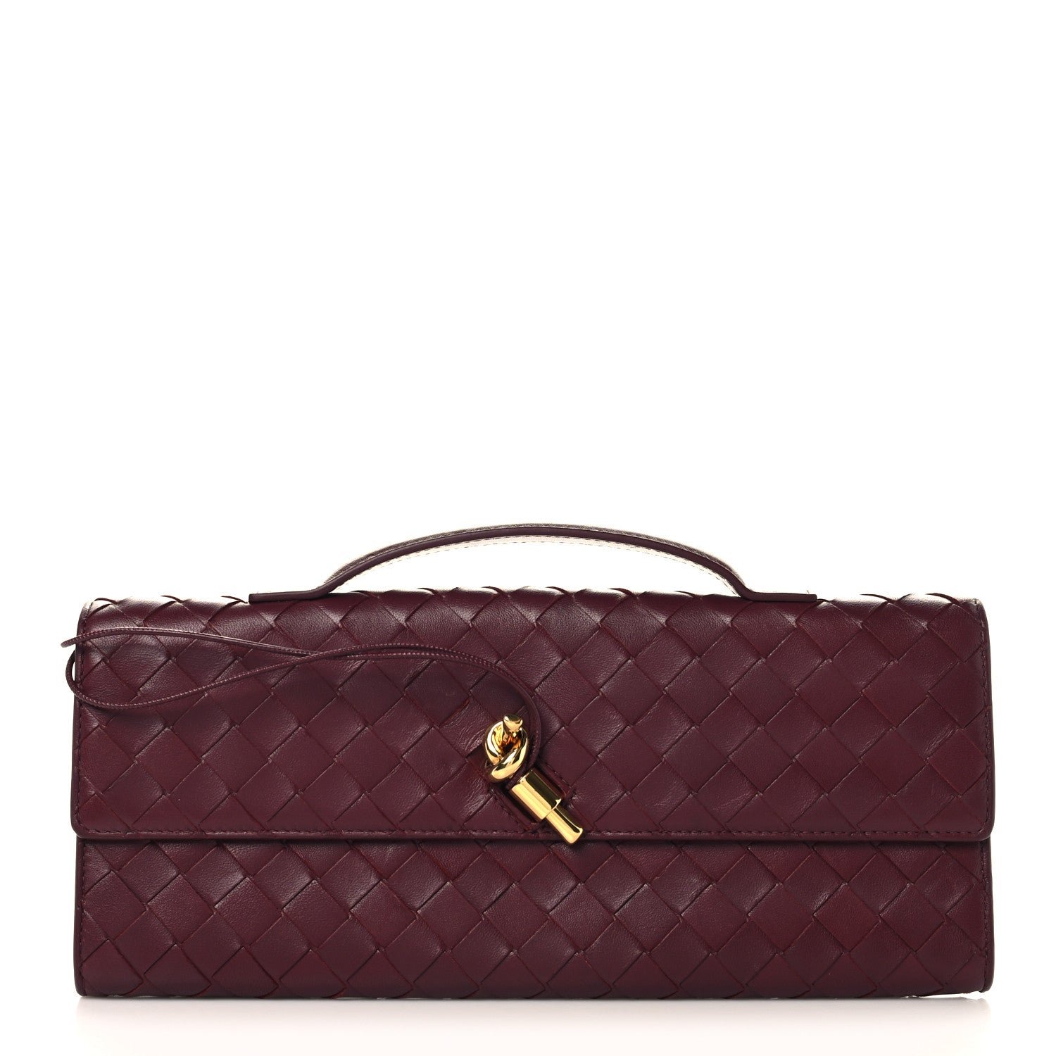 Bottega Veneta Nappa Intrecciato Long Andiamo Top Handle Clutch Barolo
