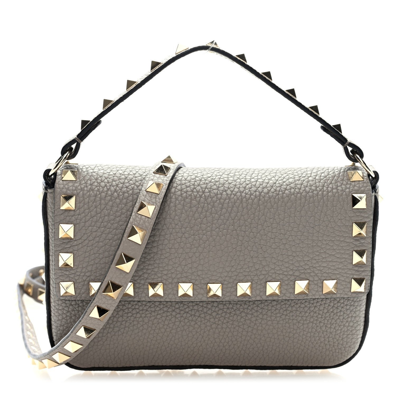Valentino Garavani Grainy Calfskin Rockstud Crossbody Pouch Moon Taupe
