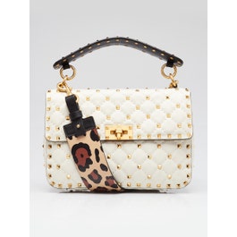Valentino White Quilted Nappa Leather Rockstud Spike Medium Shoulder Bag