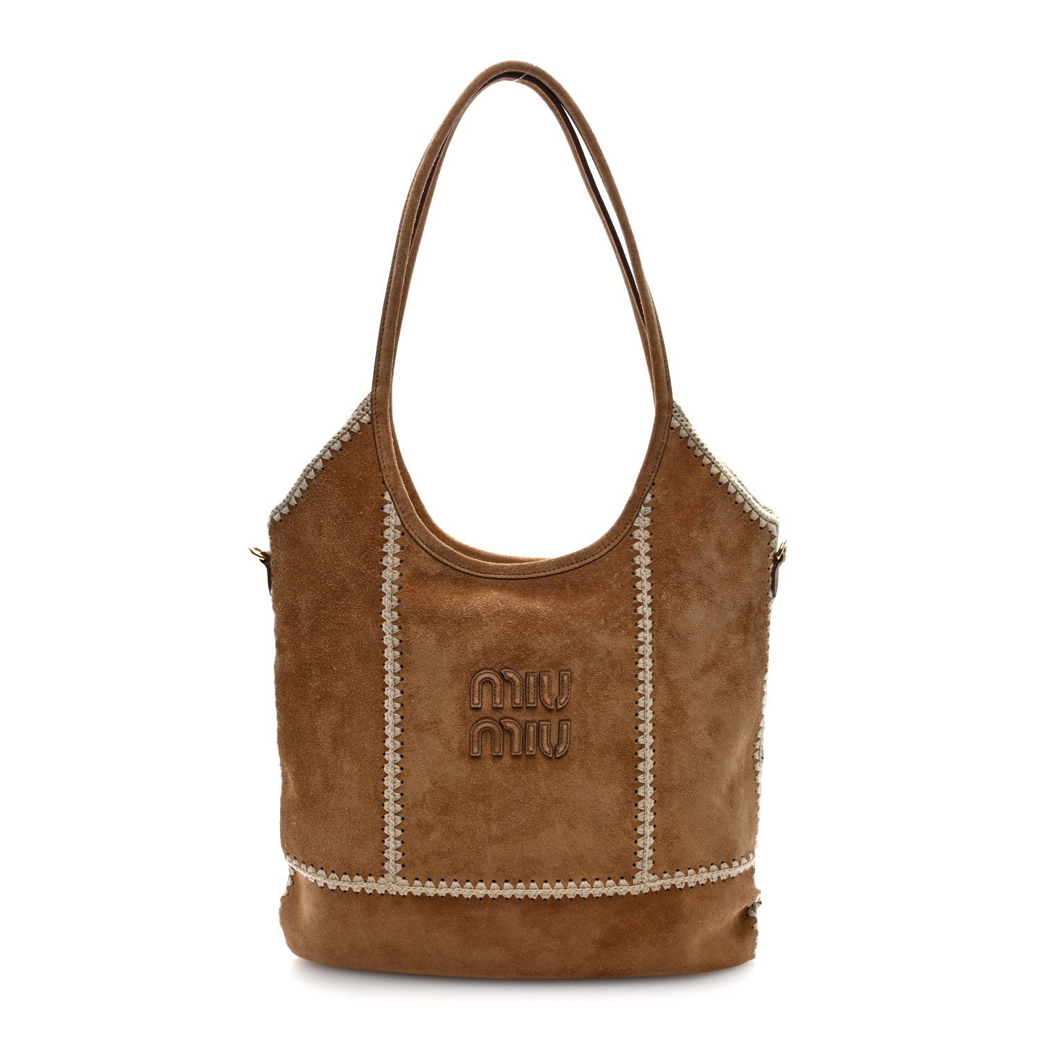 Miu Miu Camoscio Crochet Ivy Tote Cannella