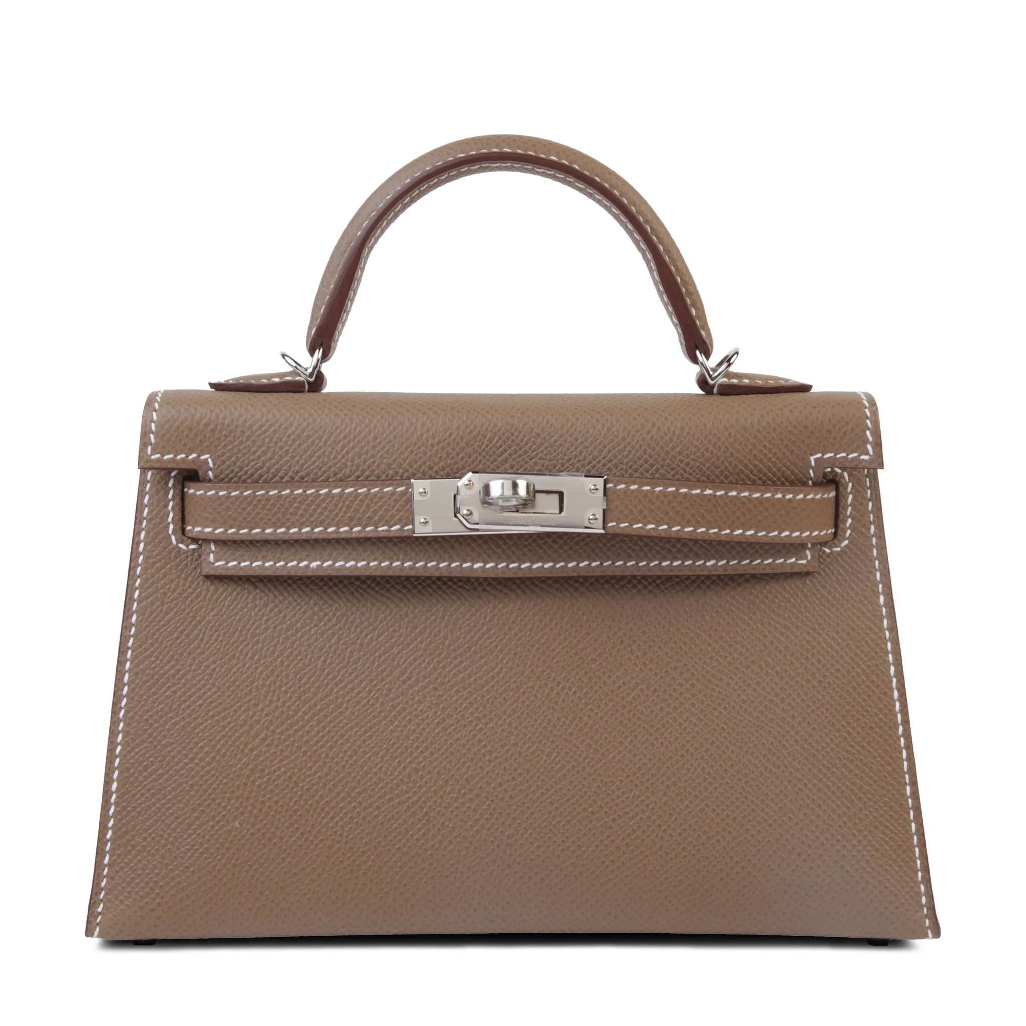 Brand New ( Rank N ) HERMÈS Mini Kelly II Etoupe (18) Epsom Palladium hardware K (2025)