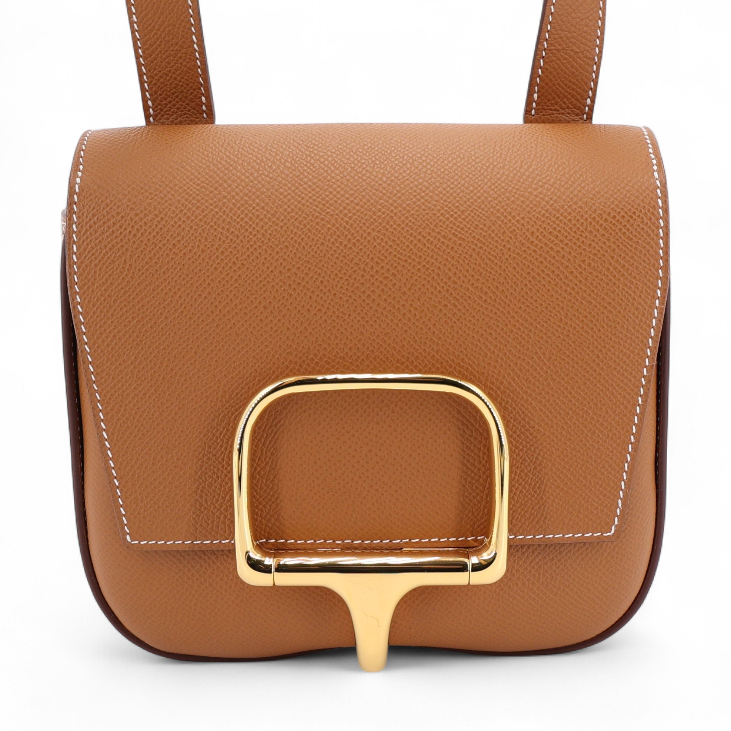 Excellent ( Rank SA ) HERMÈS Della Cavalleria mini Gold (37) Epsom Gold hardware U (2022)