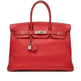 Hermes Rouge Vif Togo Birkin 35 Palladium Hardware, 2004