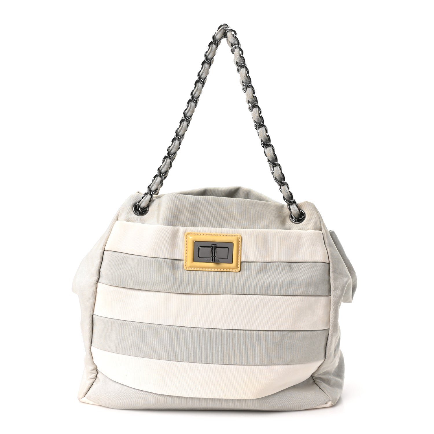 Chanel Nylon Quilted 2.55 Reissue Tote White Grey