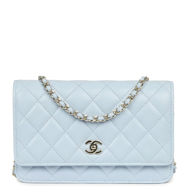 Chanel Classic Wallet on Chain Light Blue Caviar Light Gold Hardware