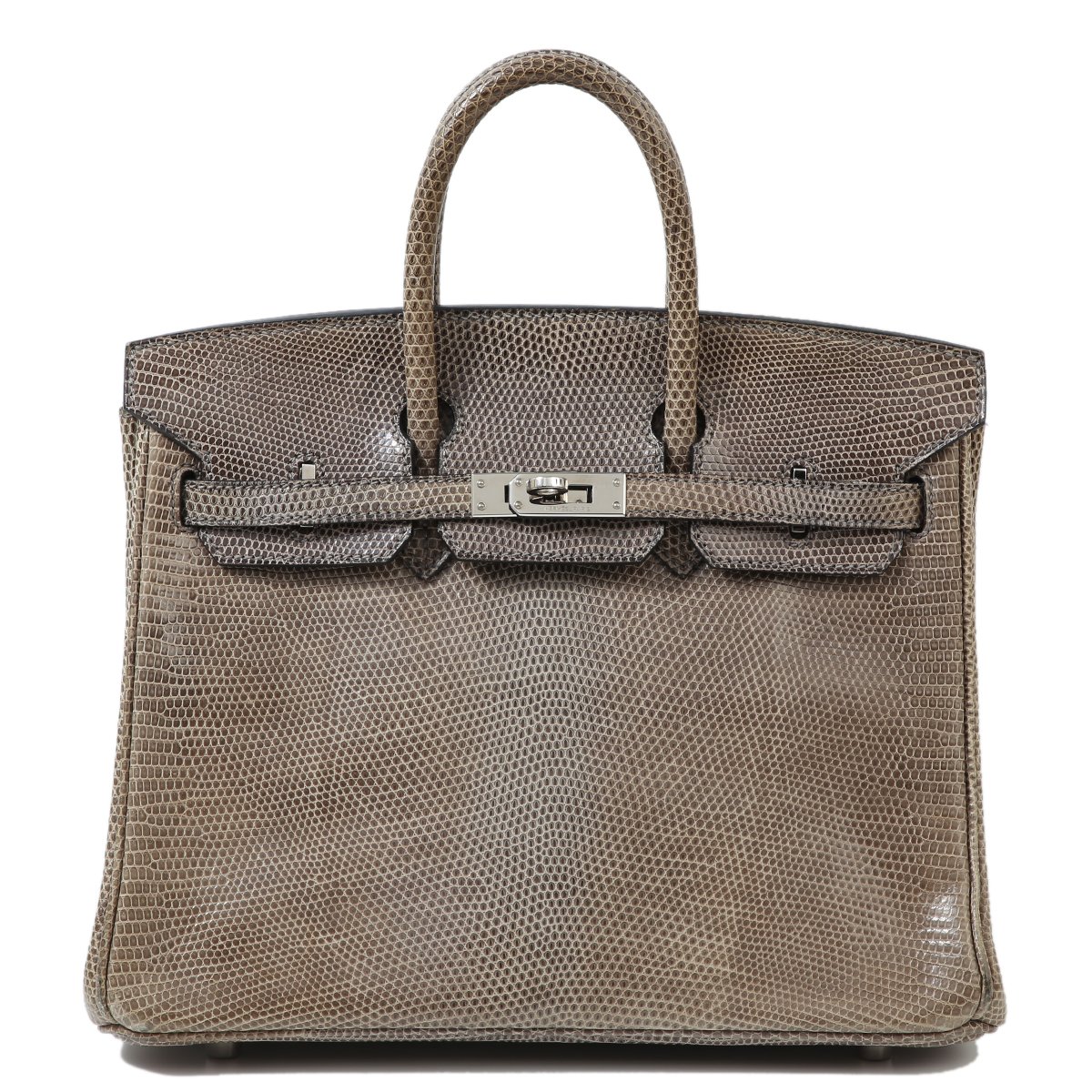 Hermes Lizard Birkin 25 handbag in Gris Fonce with Palladium hardware
