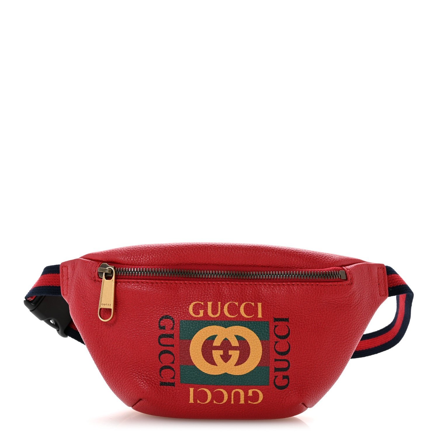 Gucci Grained Calfskin Small Logo Belt Bag Hibiscus Red