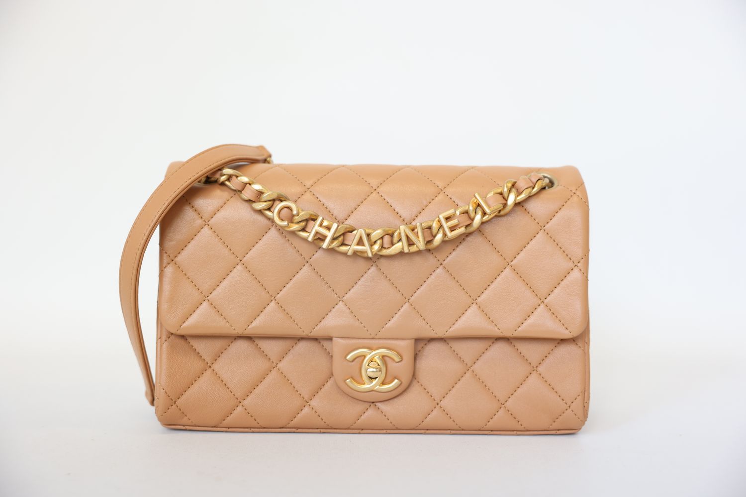 Chanel Lettre Flap, Brown Calfskin with Gold Hardware, Preowned in Box WA001