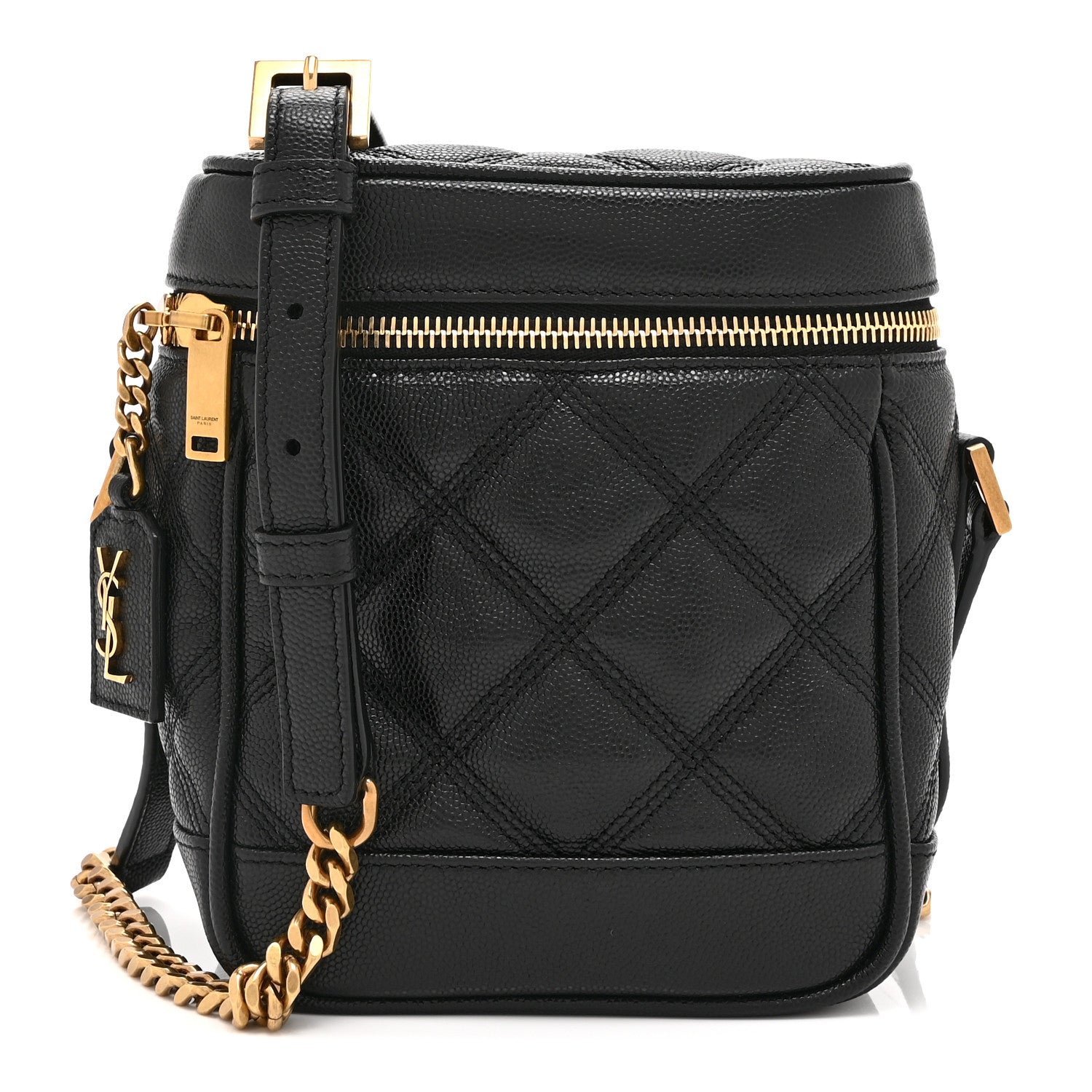 Saint Laurent Grain de Poudre Quilted 80's Vanity Bag Black