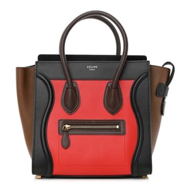 Celine Elephant Calfskin Micro Tri-Color Luggage Bright Red