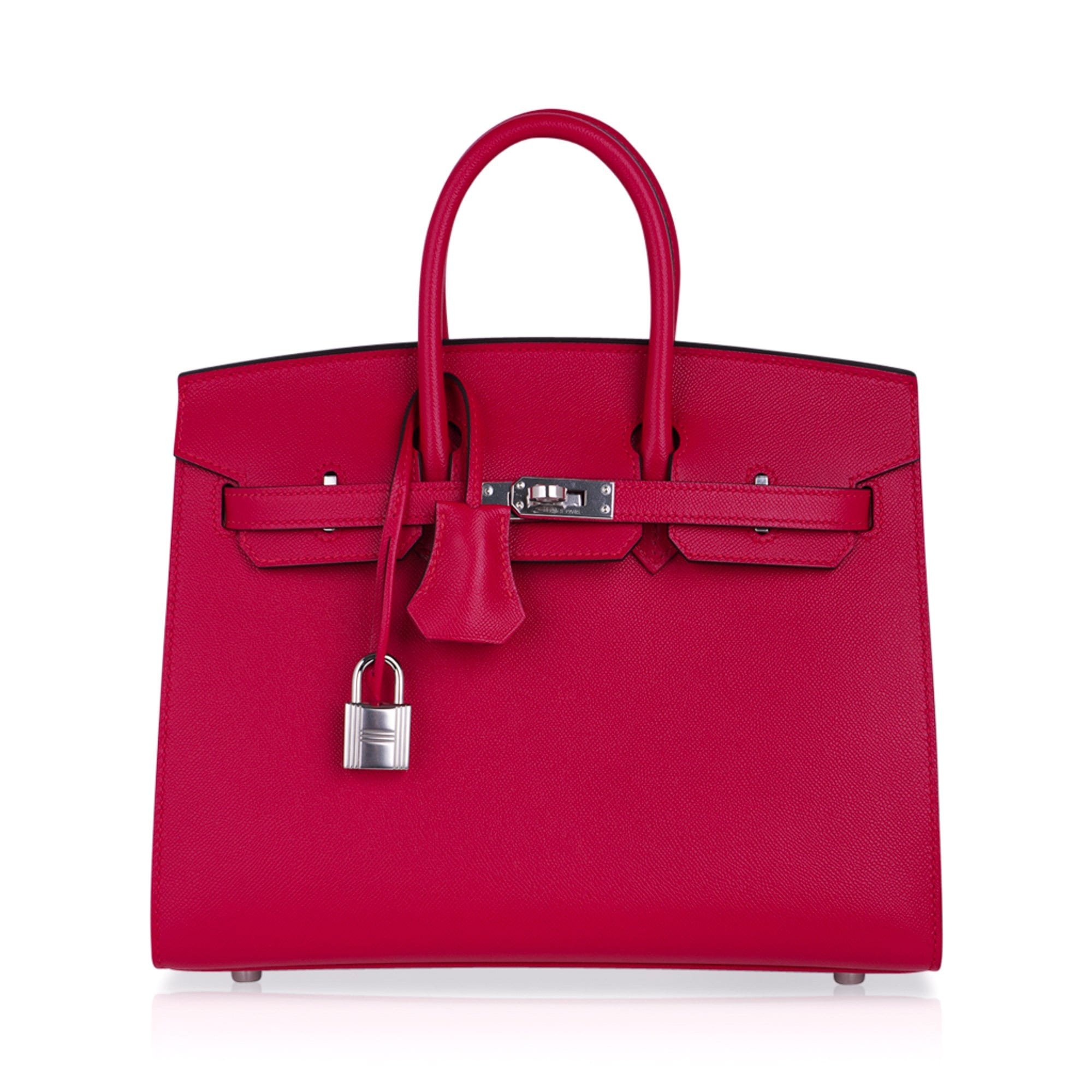 Hermes Hermes Birkin 25 Sellier Bag Framboise Veau Madame Leather with Palladium Hardware