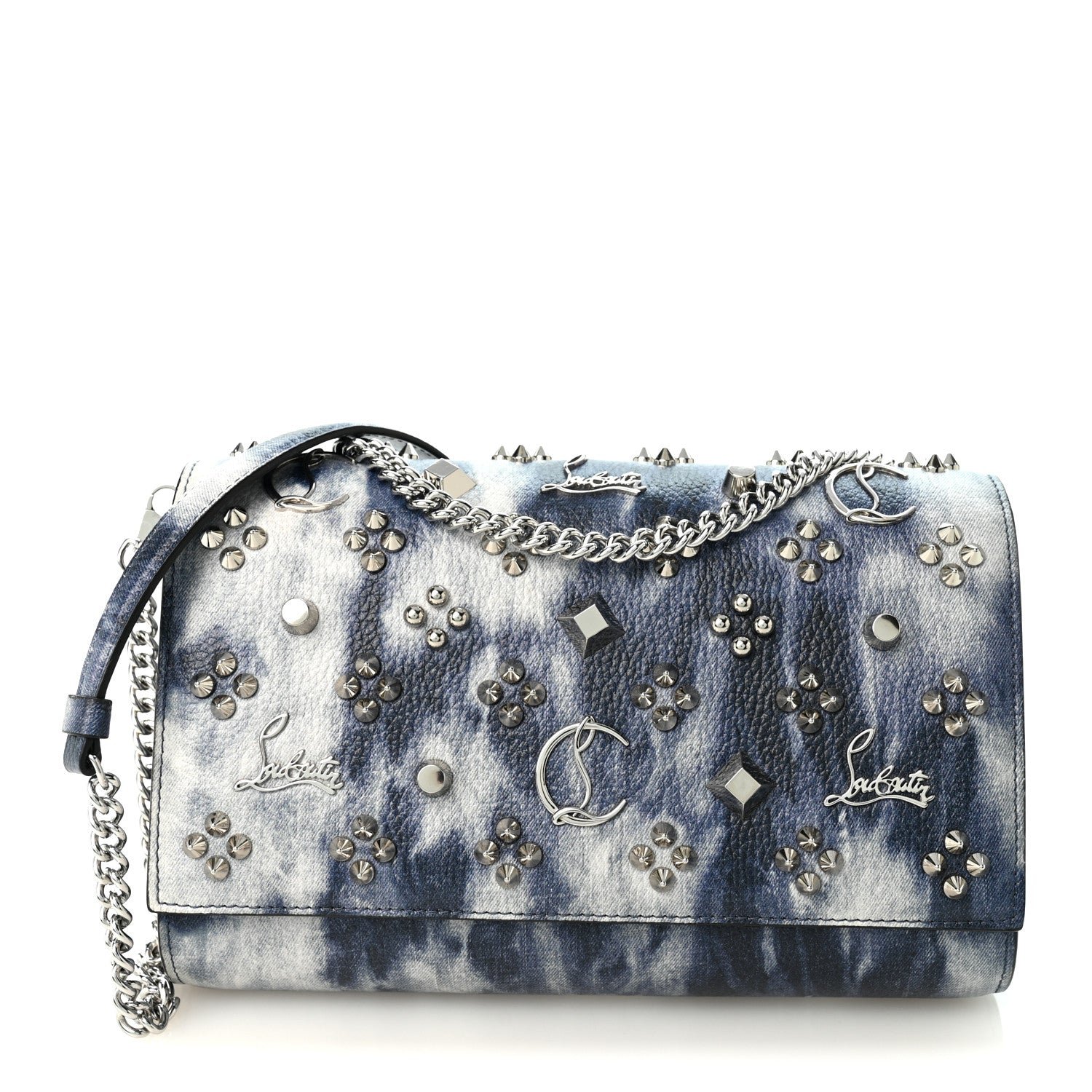 Christian Louboutin Calfskin Printed Punk Spikes Paloma Clutch Multicolor