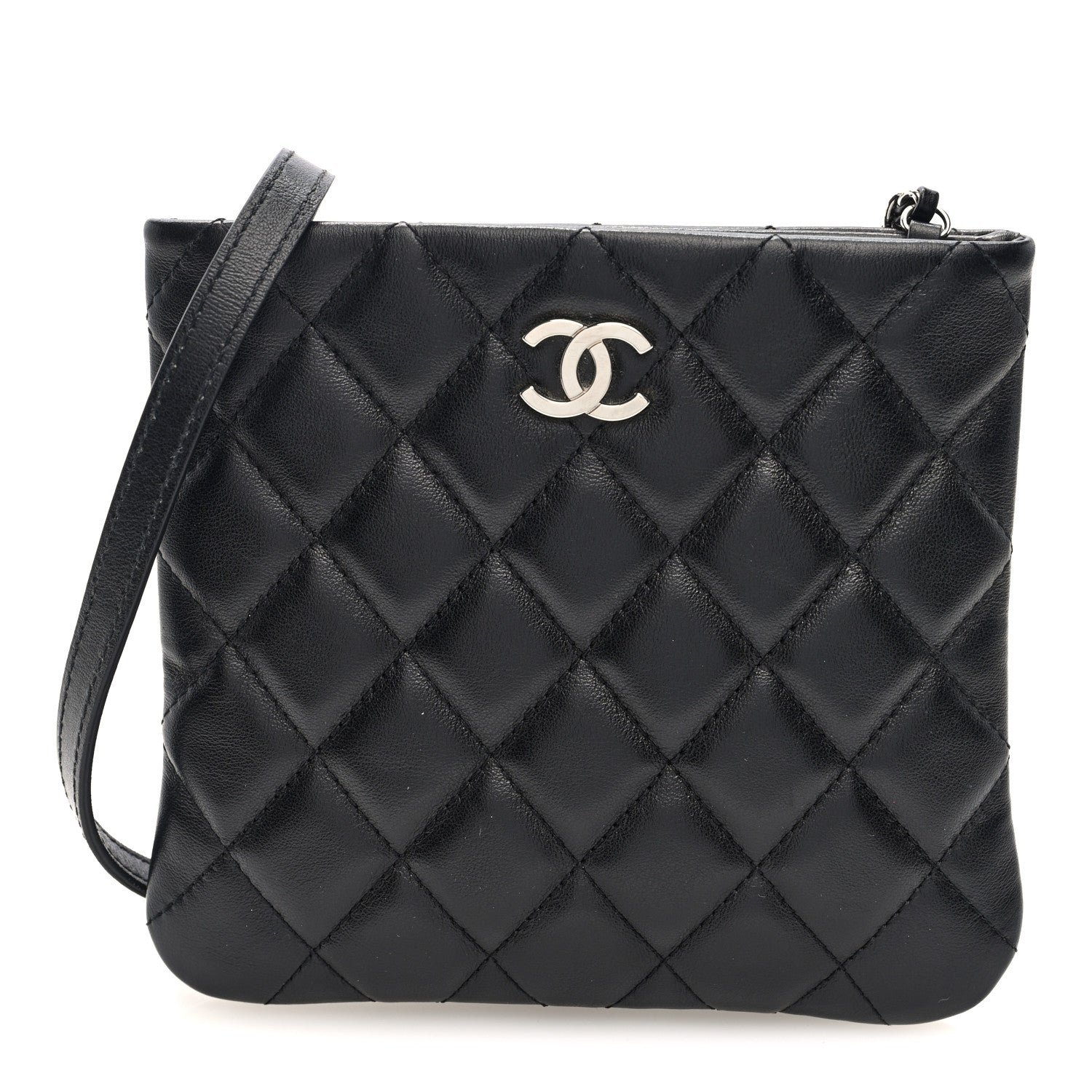Chanel Lambskin Quilted Crossbody Bag Black