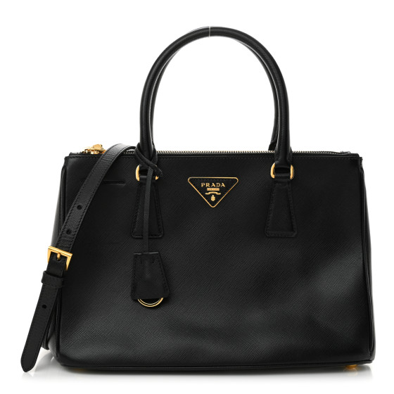 Prada Saffiano Small Galleria Double Zip Tote Black