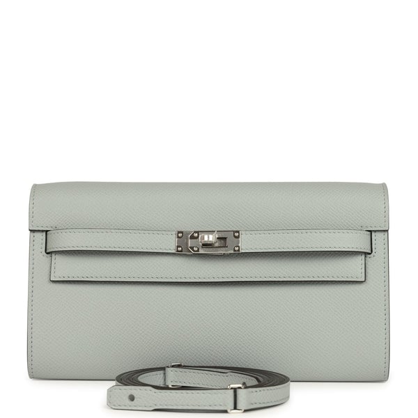 Hermes Hermes Kelly Wallet To Go Gris Pantin Epsom Palladium Hardware