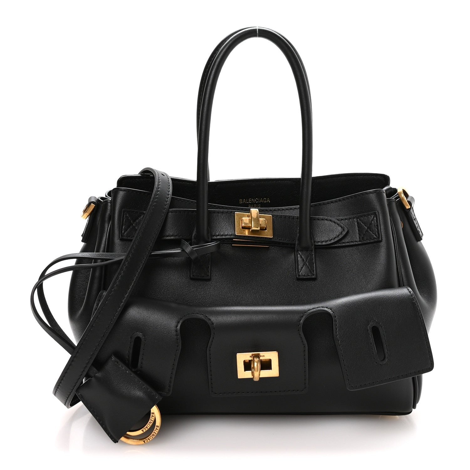 Balenciaga Smooth Calfskin Mini Bel Air Carry All Bag Black