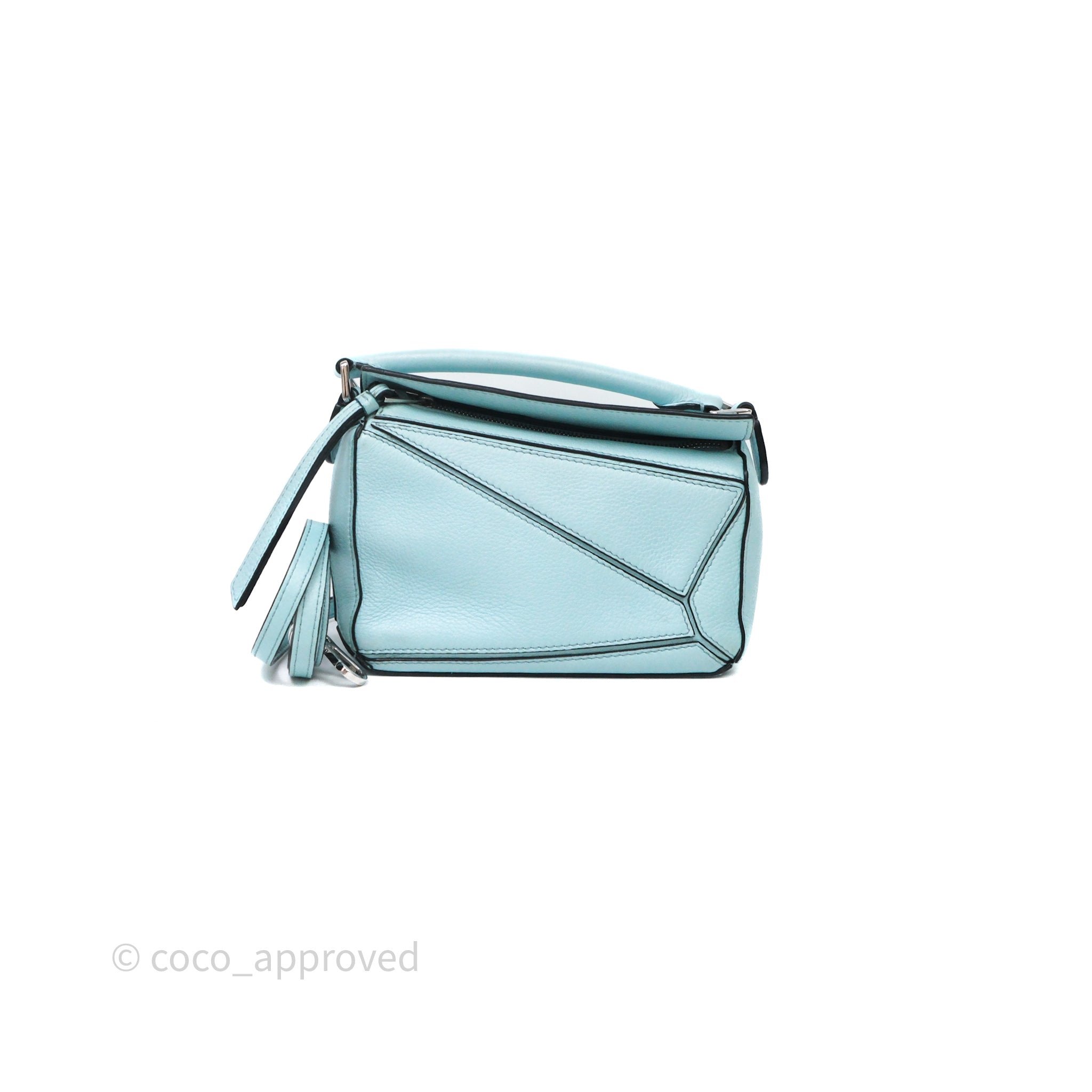 Loewe Mini Puzzle Bag Light Blue Calfskin Silver Hardware