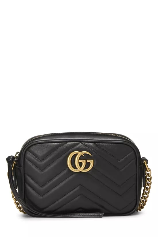 Black Leather GG Marmont Crossbody Mini