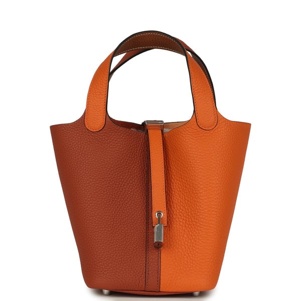Hermes Hermes Picotin Lock 18 Casaque Orange, Cuivre and Gold Clemence Palladium Hardware