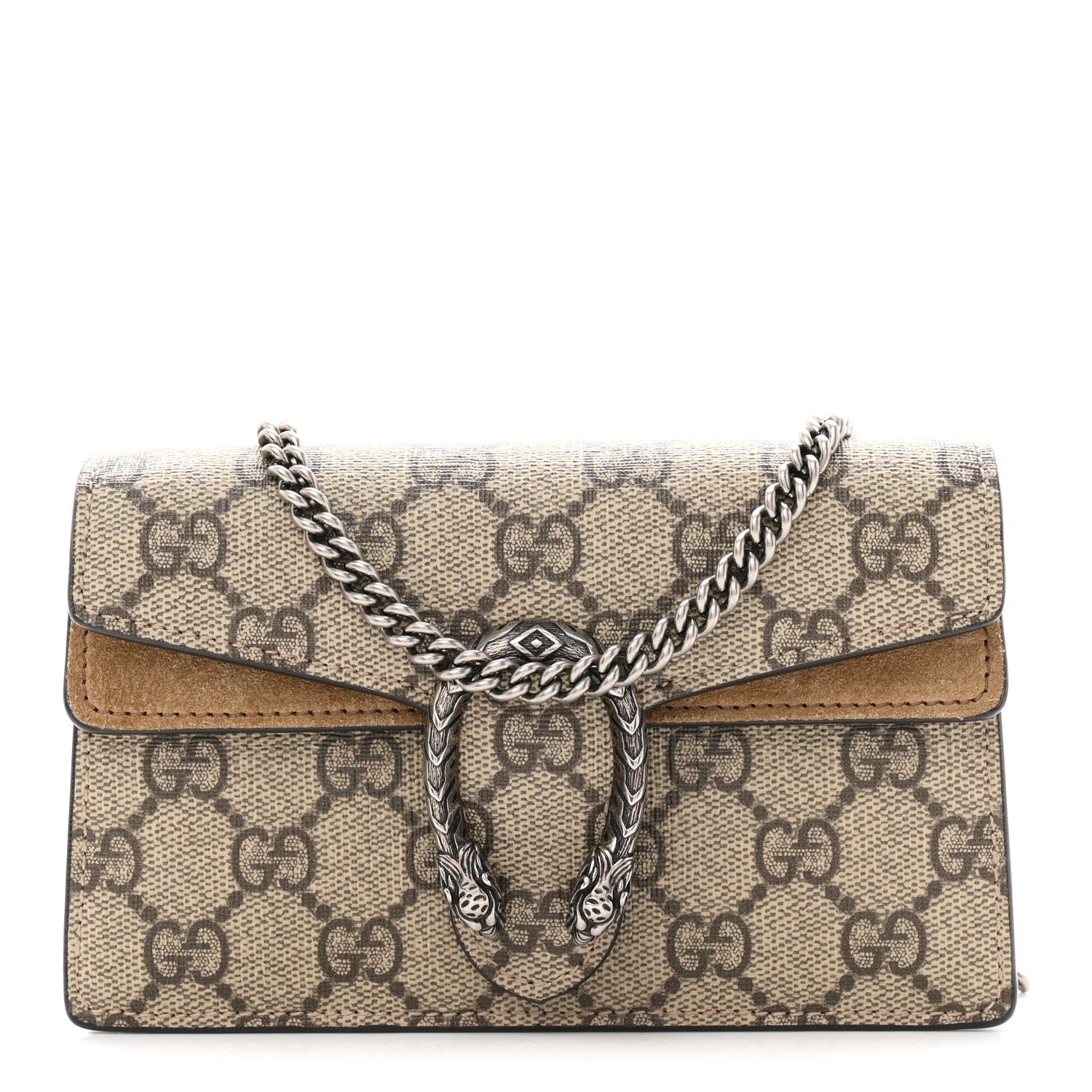 Gucci GG Supreme Monogram Super Mini Dionysus Shoulder Bag Taupe