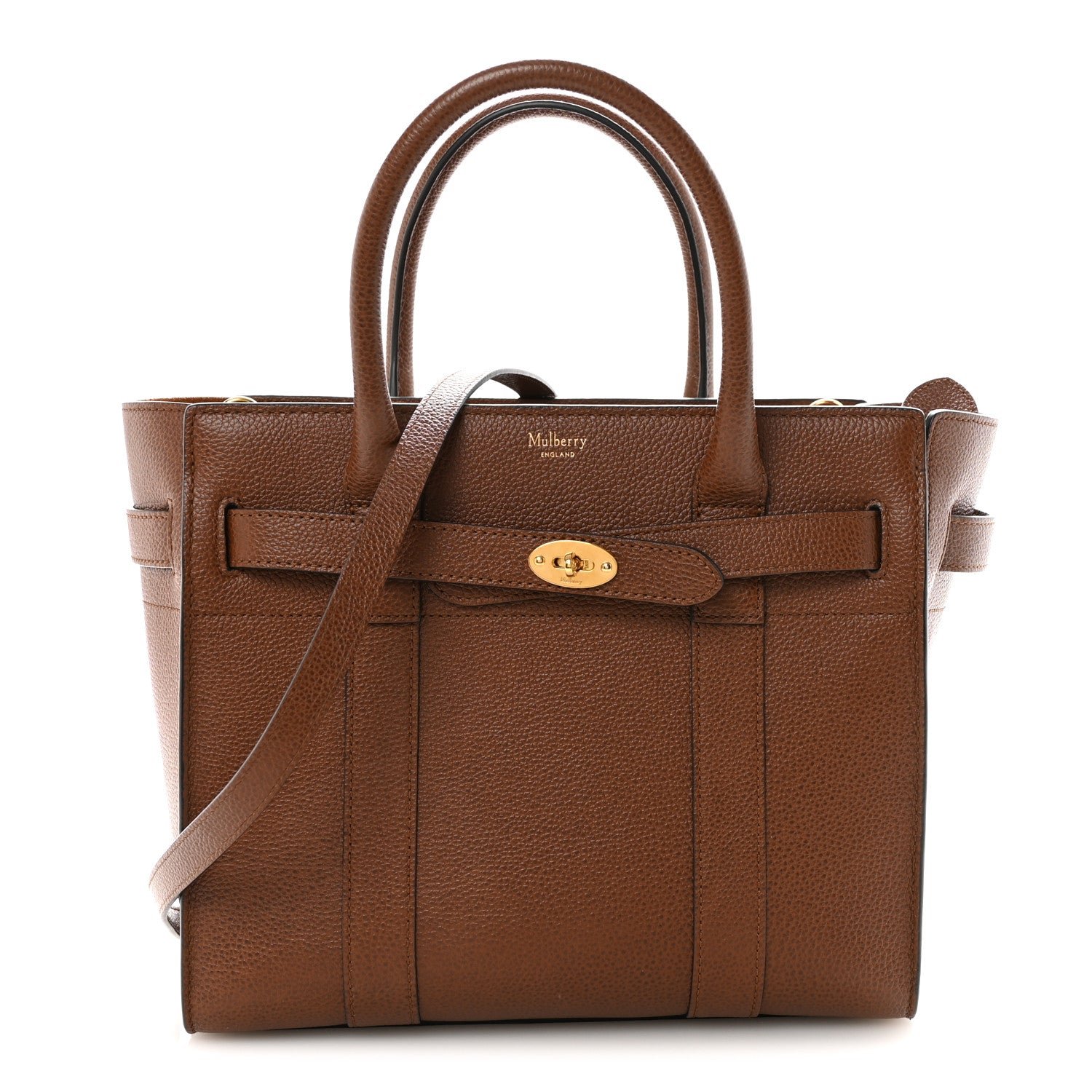 Mulberry Grain Vegetable Tanned Calfskin Small Zipped Bayswater Oak