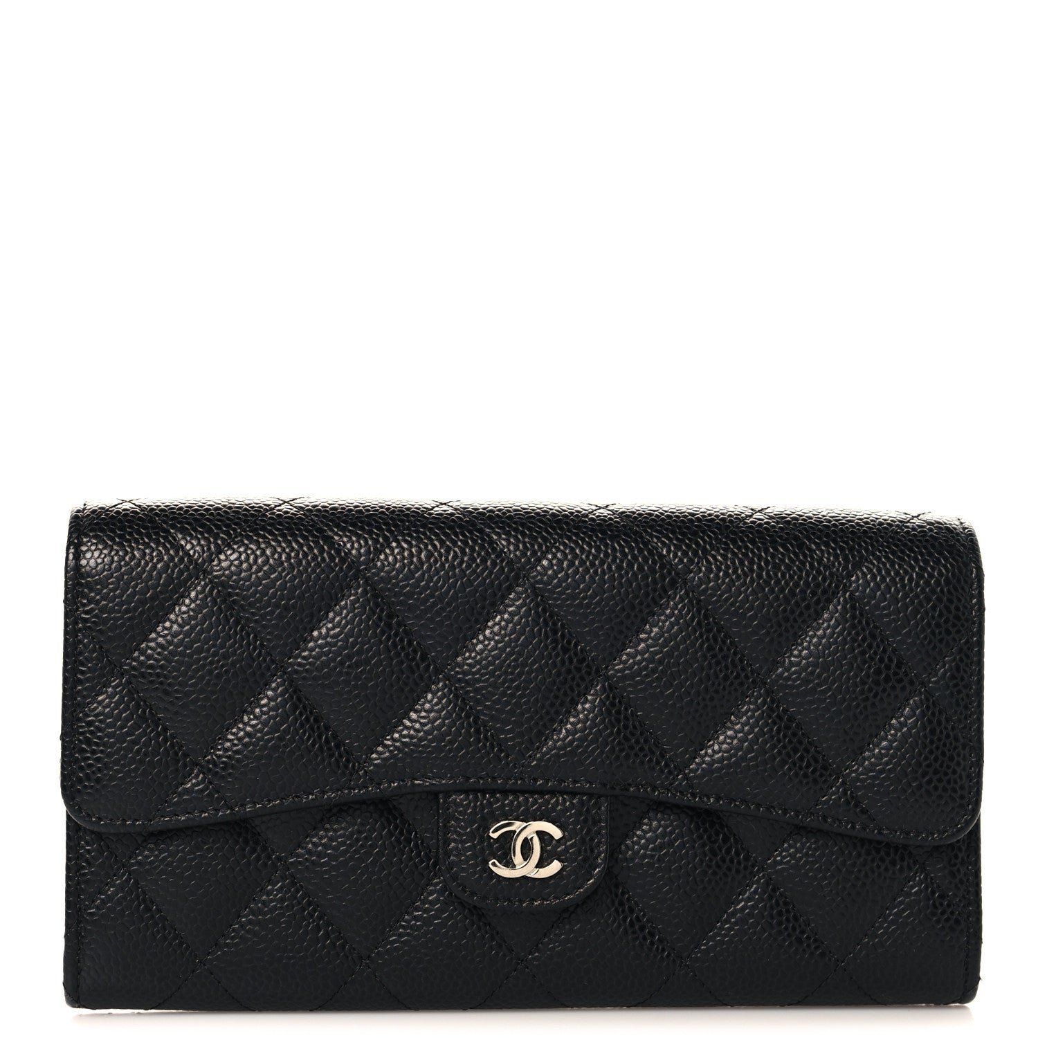 Chanel Caviar Quilted Large Gusset Flap Wallet Black