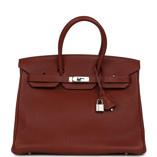 Hermes Pre-owned Hermes Birkin 35 Sienne Togo Palladium Hardware