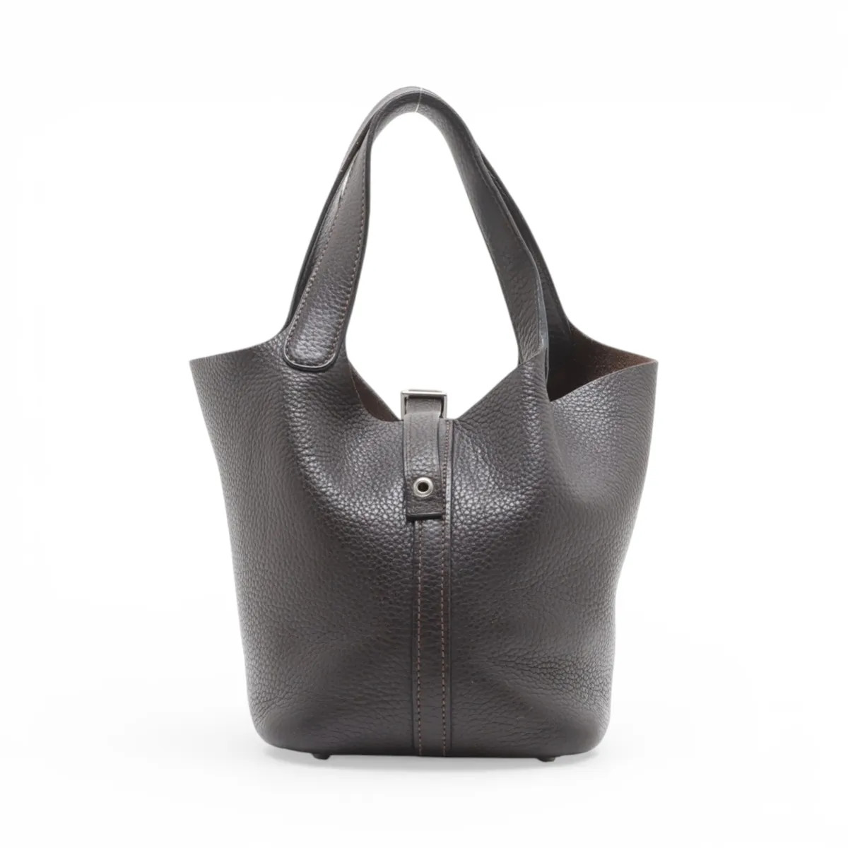Hermes Hermès Picotin Lock 18 PM Taurillon Clemence Brown Silver Metal Fittings