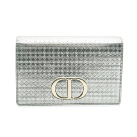 Dior Christian Dior Silver Metallic Patent Micro-Cannage 30 Montaigne 2 in 1 Pouch