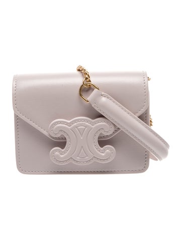 Triomphe Cuir Card Holder on Chain Mini 2023